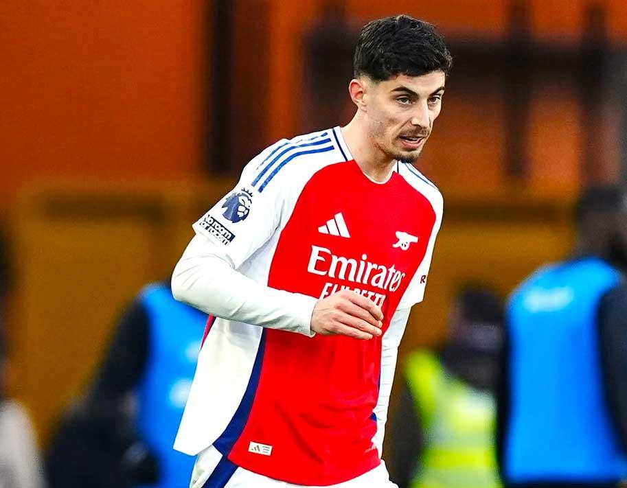 Arsenal's Kai Havertz will miss the remainder of the season due to a hamstring injury sustained during training.