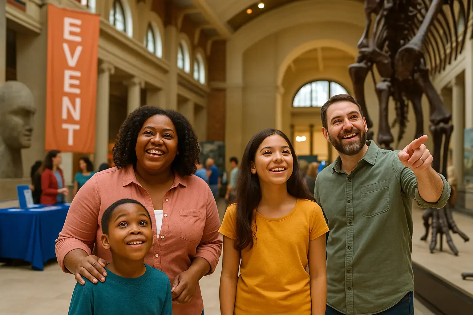 Family exploring a local museum together